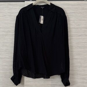 Madewell Black V-Neck Blouse